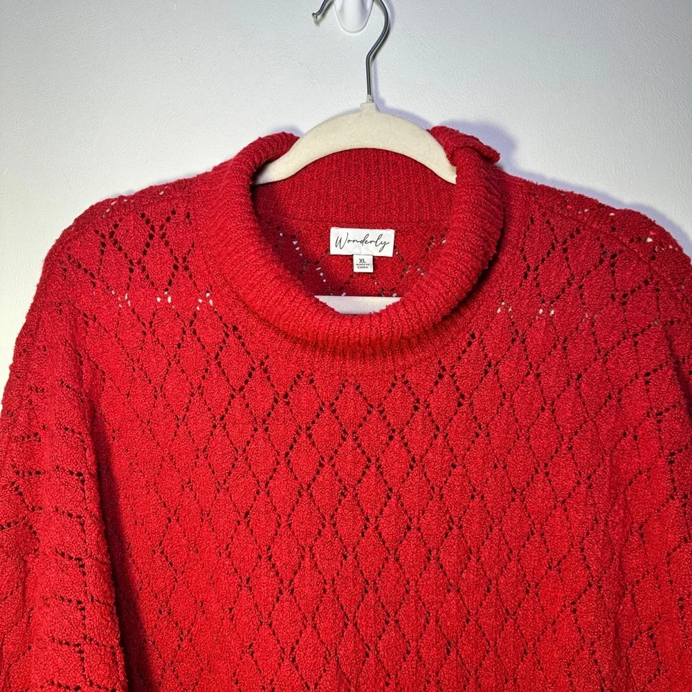 Wonderly Woman’s Classic Pointelle Cowl Neck Sweater Size XL Minimalist Casual - Picture 2 of 7